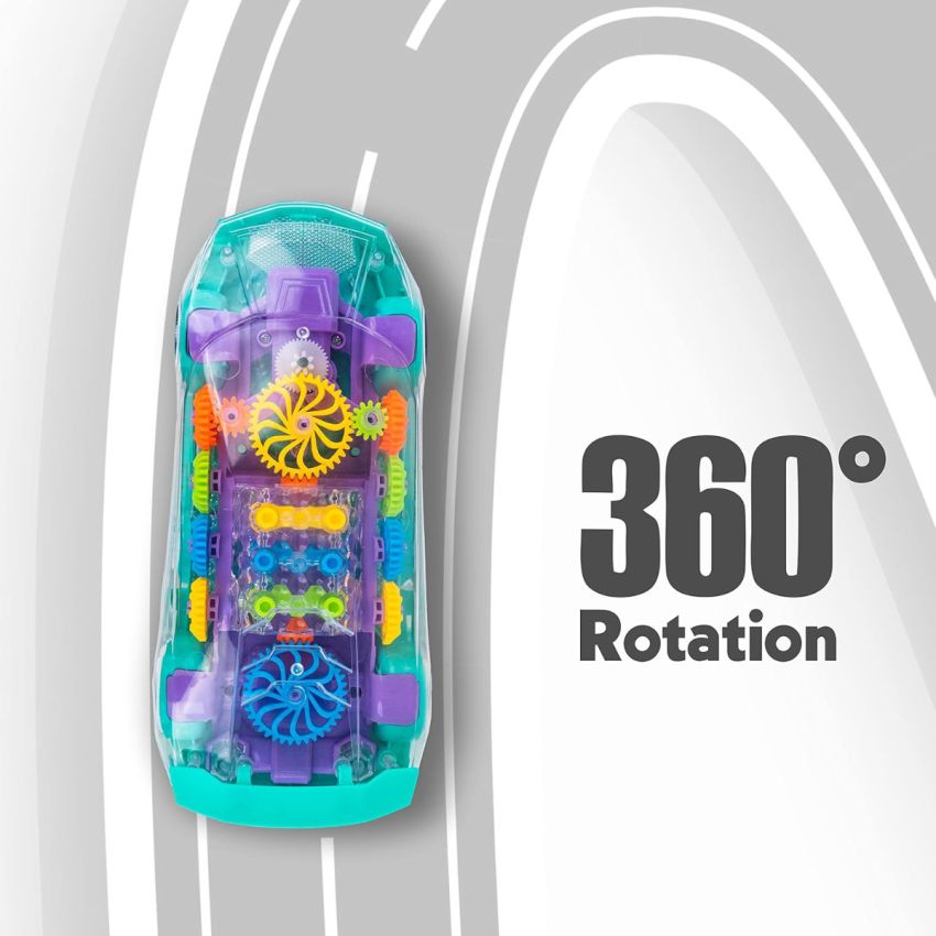 Cable World® 3D Car with 360 Degree Rotation, Gear Simulation Mechanical Car, Sound & Light Toys for Kids Boys & Girls (Multi Color) (Multi Design)