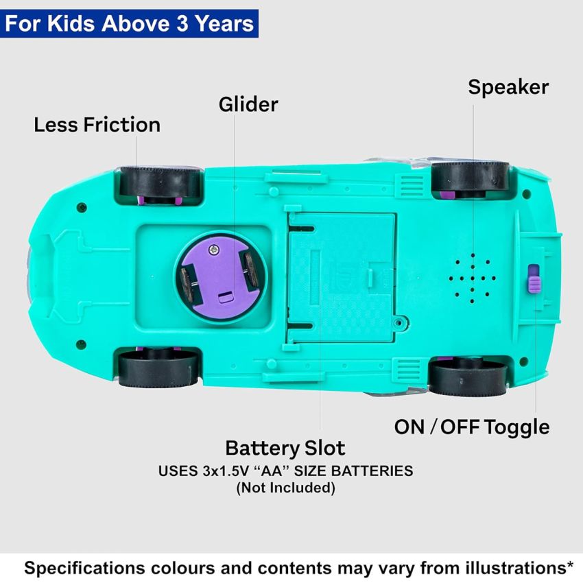 Cable World® 3D Car with 360 Degree Rotation, Gear Simulation Mechanical Car, Sound & Light Toys for Kids Boys & Girls (Multi Color) (Multi Design)