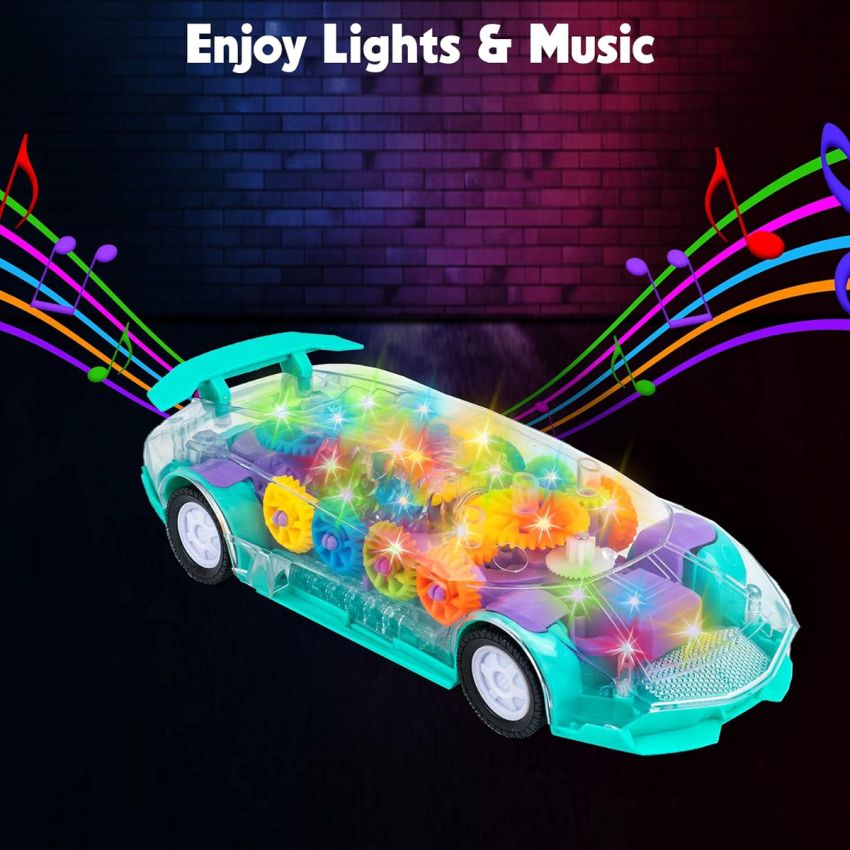 Cable World® 3D Car with 360 Degree Rotation, Gear Simulation Mechanical Car, Sound & Light Toys for Kids Boys & Girls (Multi Color) (Multi Design)