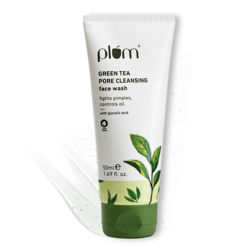 Plum Green Tea Pore Cleansing Face Wash for Oily, Acne Prone, Dry & Combination Skin | with Glycolic Acid | Fight Pimples & Control Excess Oil | Gentle Exfoliating & Non-Drying | Women & Men | 100ml