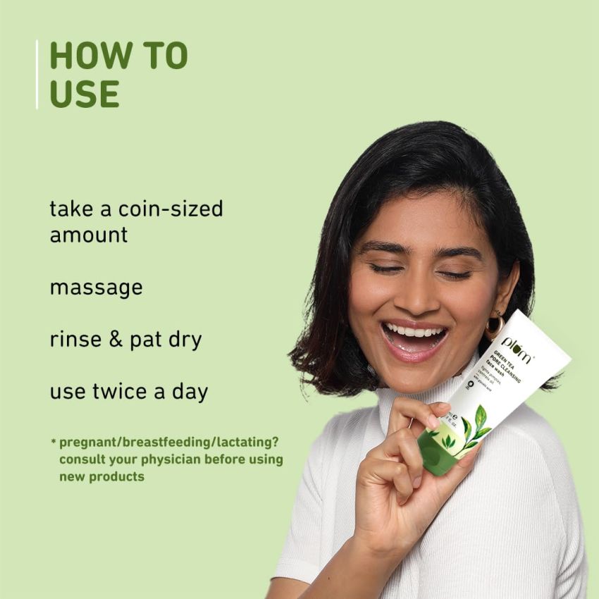 Plum Green Tea Pore Cleansing Face Wash for Oily, Acne Prone, Dry & Combination Skin | with Glycolic Acid | Fight Pimples & Control Excess Oil | Gentle Exfoliating & Non-Drying | Women & Men | 100ml