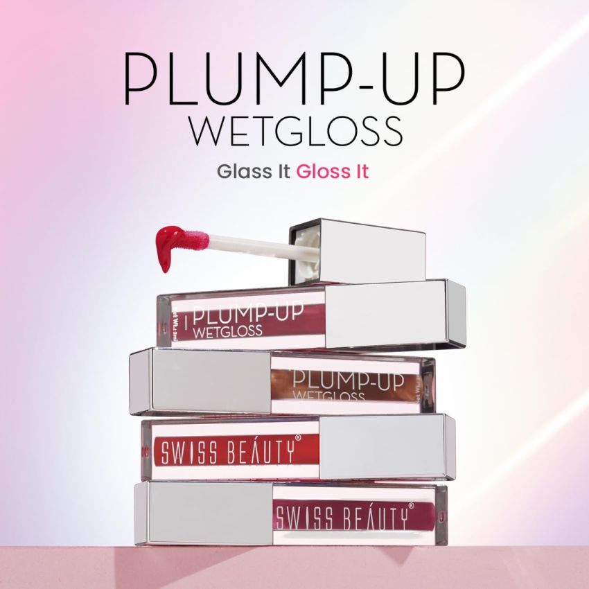 Swiss Beauty Plump-Up Wet Lightweight Lip Gloss With High Shine Glossy Finish For Fuller And Plump Lips | Shade- Caramel Crush, 2Ml|