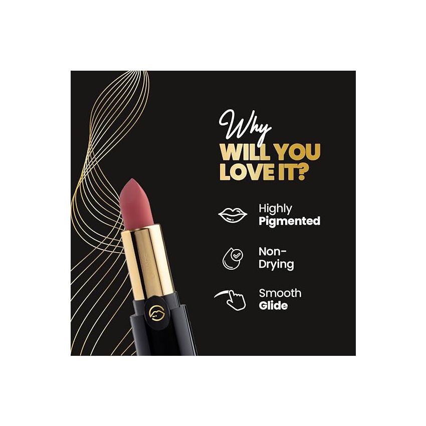 MARS Plush Velvet Creamy Matte Lipstick for women | Smooth Glide | One Swipe Pigmention | Non-Drying and Creamy Formula | Rich and Vibrant Color | 3.2 gm | (21-Desert Rose)