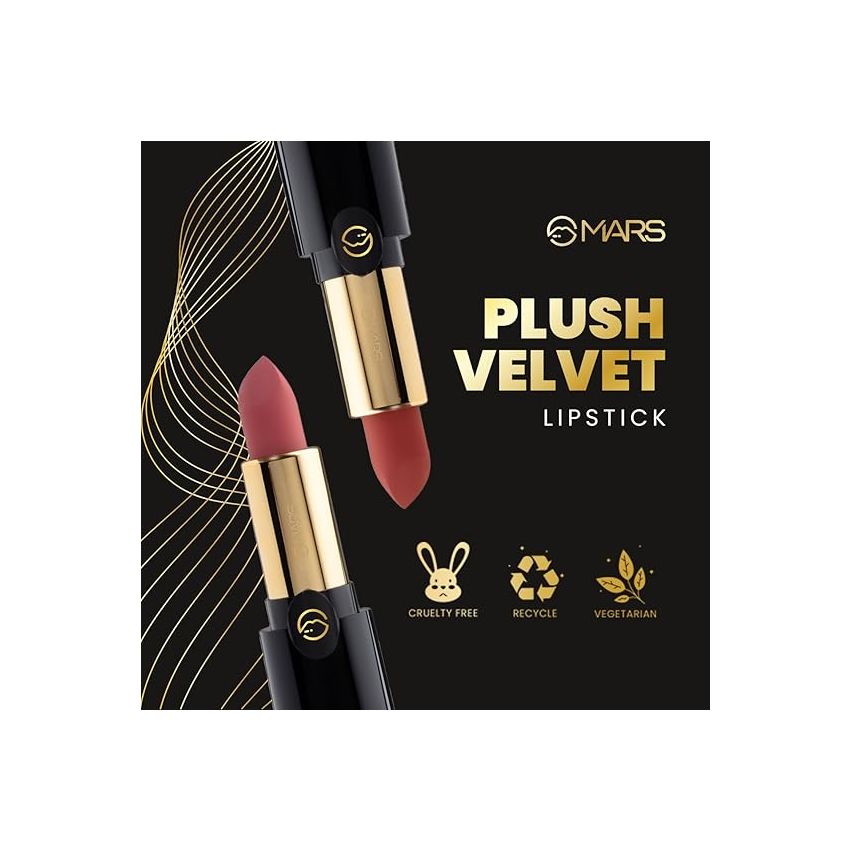MARS Plush Velvet Creamy Matte Lipstick for women | Smooth Glide | One Swipe Pigmention | Non-Drying and Creamy Formula | Rich and Vibrant Color | 3.2 gm | (21-Desert Rose)