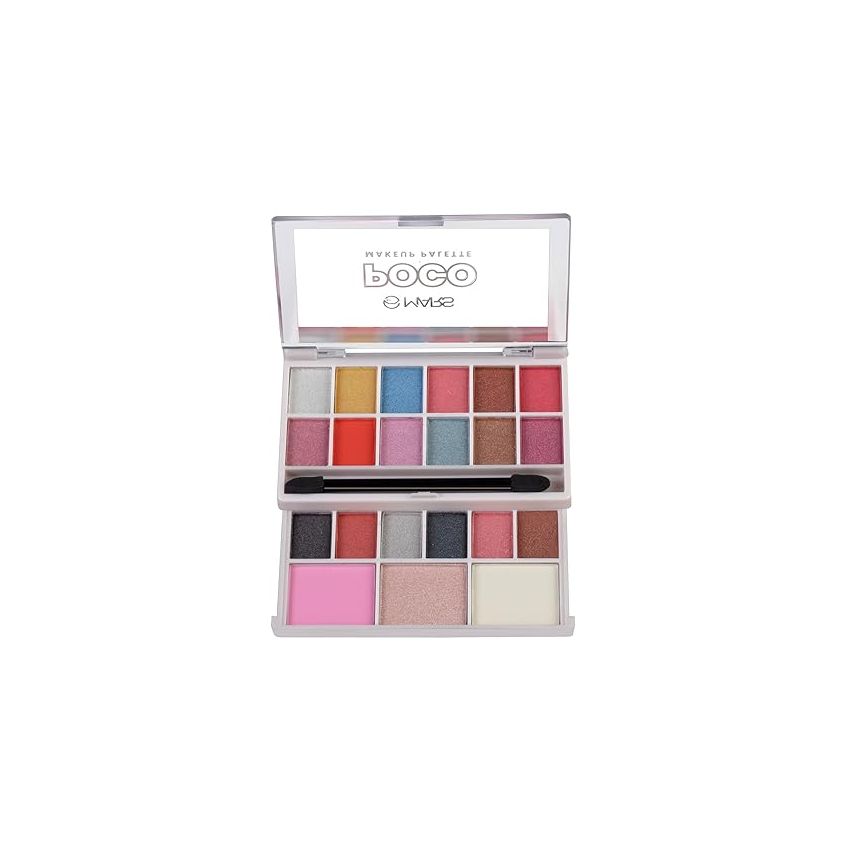 MARS Poco Face Makeup and eyeshadow Palette with Slider Case | Free Applicator | Long Wearing | Highly Pigmented and Easy to Blend | 21 Shades 01-Multicolor (20g)