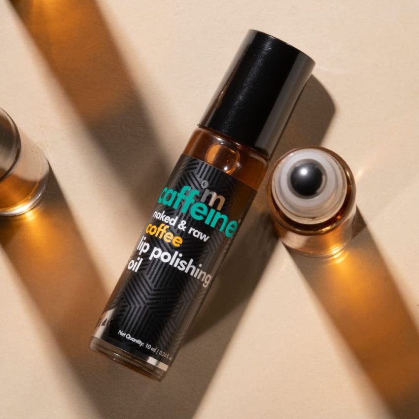 mCaffeine Coffee Lip Polishing Oil for Pigmented & Dry Lips - 100% Vegan | Enriched with Shea Butter & Rosehip Oil | With 24 Hours Moisturization | (10ml)