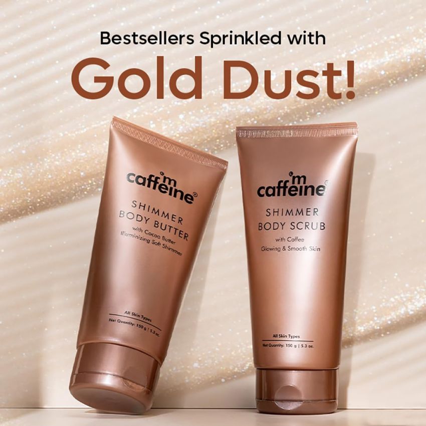 mCaffeine Shimmer Body Polishing Kit | Shimmer Body Scrub with Coffee & Shimmer Body Butter with Cocoa Butter | For Illuminizing Soft Shimmer & Glowing Skin