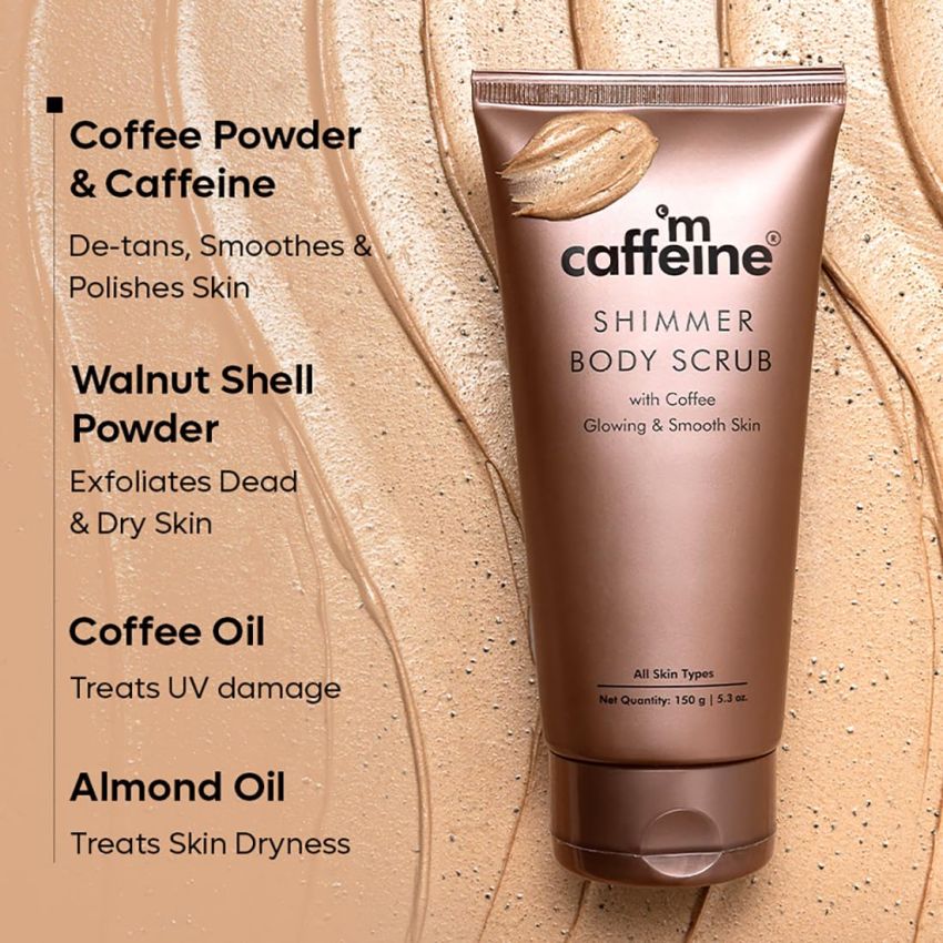 mCaffeine Shimmer Body Polishing Kit | Shimmer Body Scrub with Coffee & Shimmer Body Butter with Cocoa Butter | For Illuminizing Soft Shimmer & Glowing Skin
