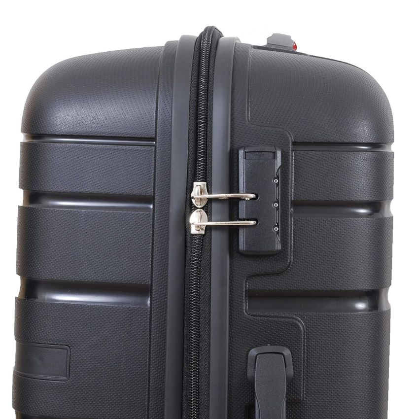 American Tourister Trolley Bag for Travel | Upland Spinner 79 Cms Polypropylene Hardsided Large Check-in Luggage Bag | Suitcase for Travel | Trolley Bag for Travelling, Black