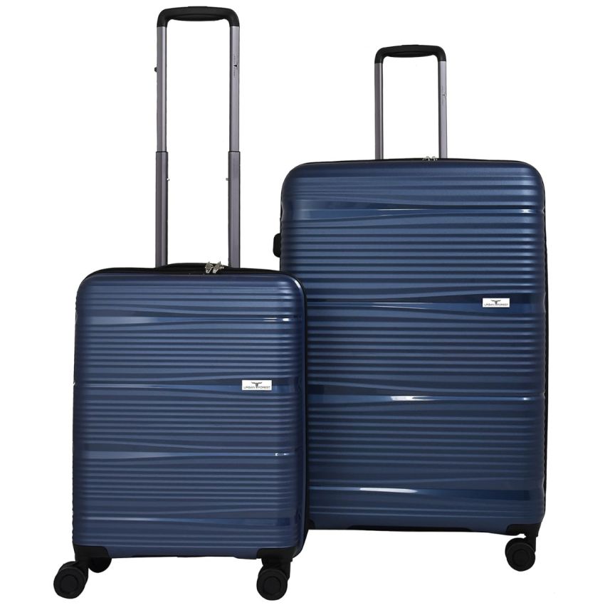 URBAN FOREST Phoenix Metalic Blue Polypropylene Hard-Sided 67cm and 78cm Check-in Trolley Luggage Set