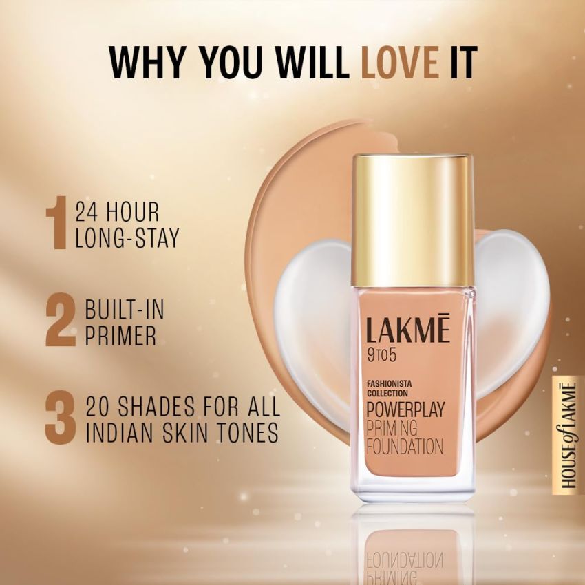 Lakme 9 To 5 Primer + Matte Perfect Cover Liquid Foundation, Full Coverage, Has A Built-In Primer For Poreless, Long Lasting MakeUp, Cool Ivory, 25ml