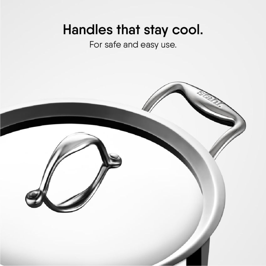 Stahl Artisan Triply Stainless Steel Sauce Pot/Casserole with lid, Induction Pot, Briyani Pot/Handi, 5.1 L, 24 cm