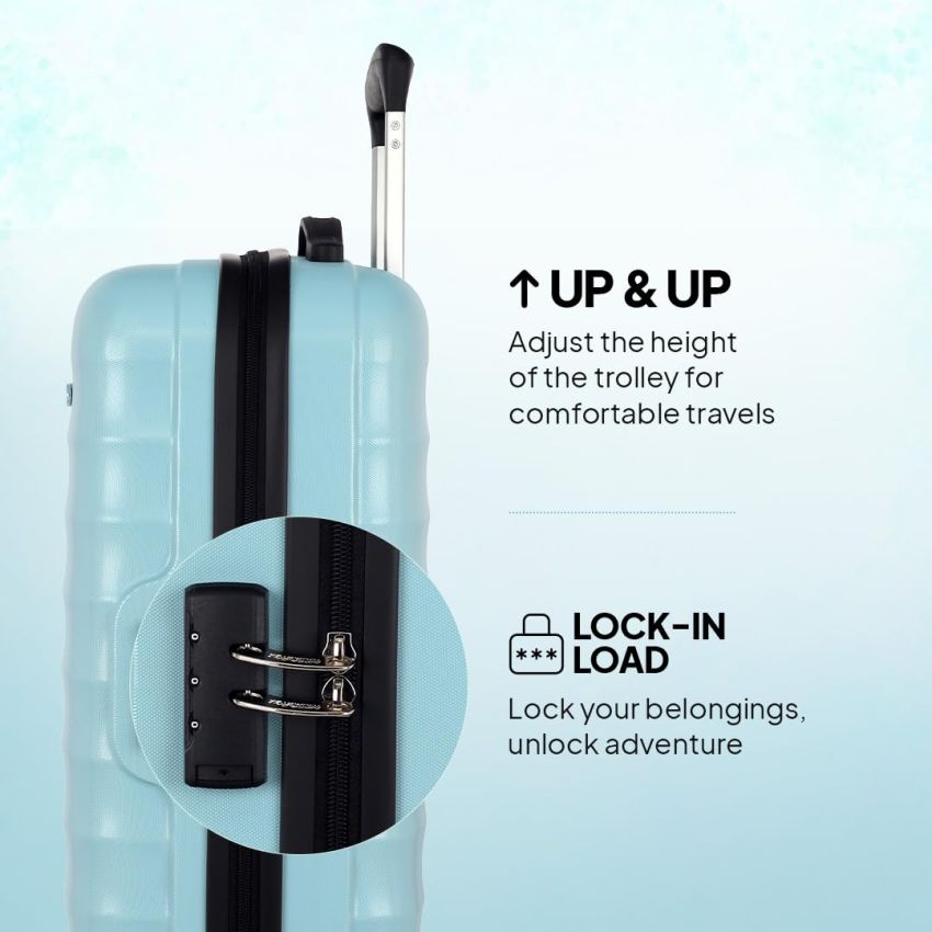 American Tourister Barcelona 55 cms Small Hardside Cabin Suitcase with a 3-Digit Combination Lock & Pack Smart Interiors - Powder Blue