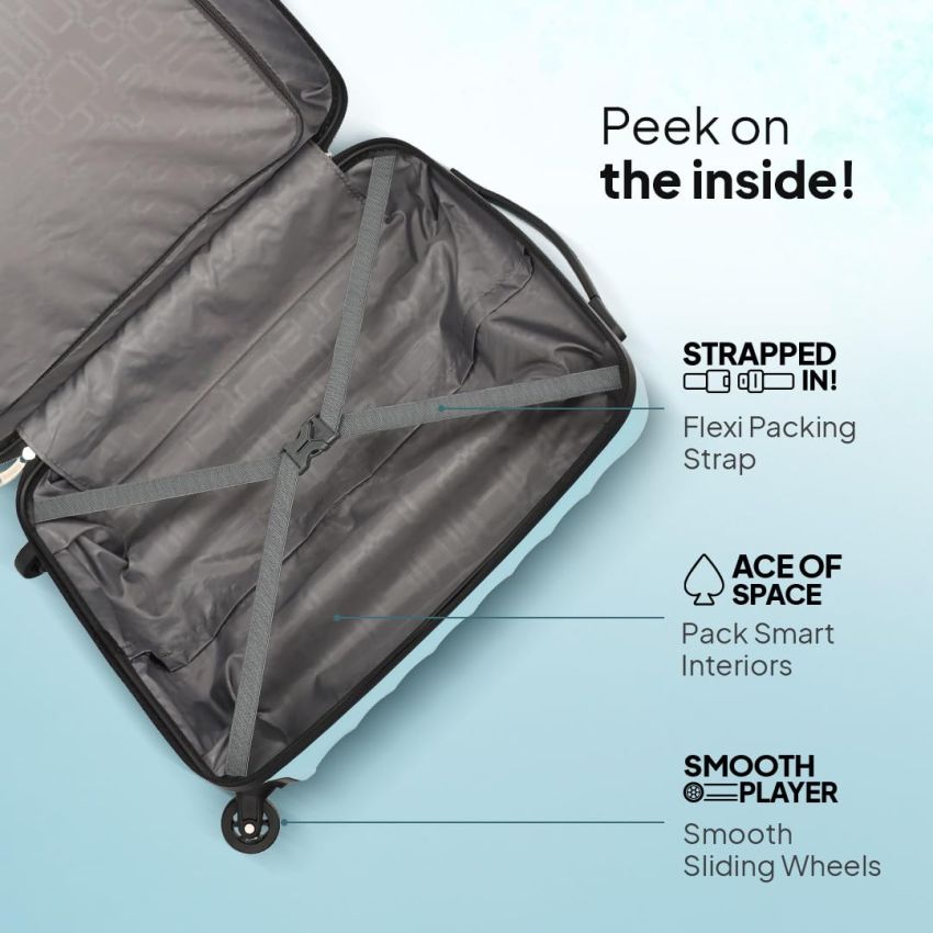 American Tourister Barcelona 55 cms Small Hardside Cabin Suitcase with a 3-Digit Combination Lock & Pack Smart Interiors - Powder Blue