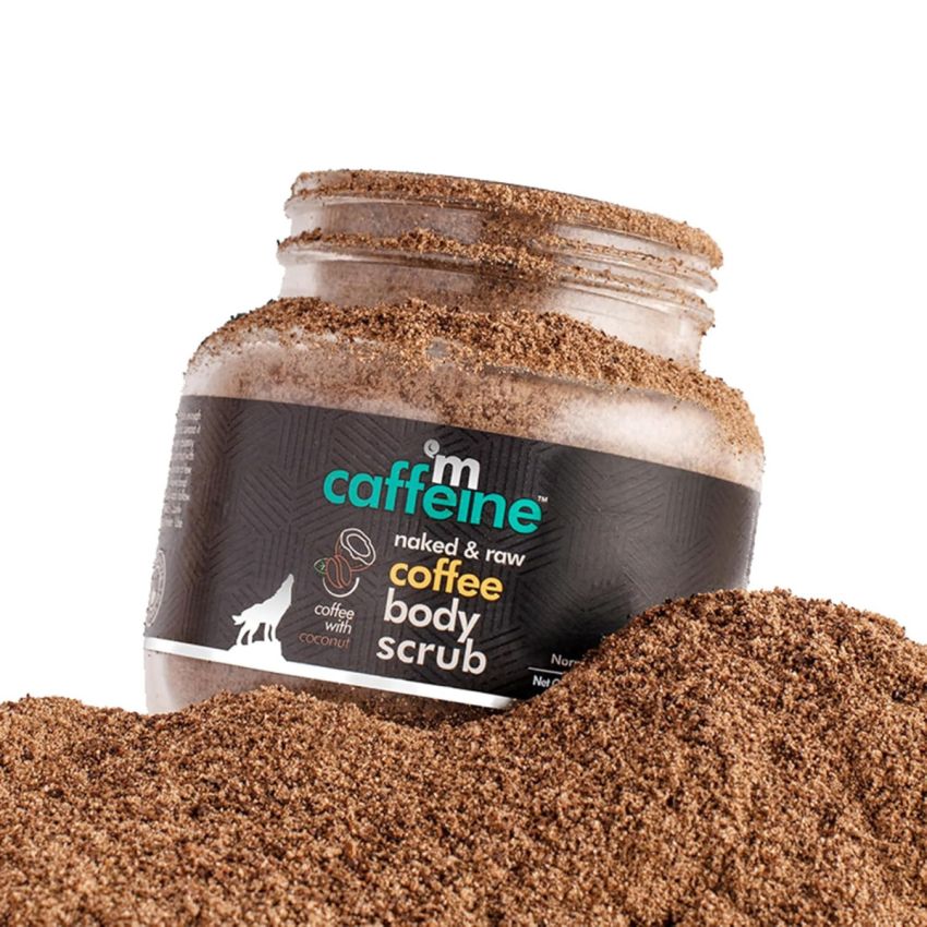 mCaffeine Exfoliating Coffee Body Scrub for Tan Removal & Soft-Smooth Skin | For Women & Men | De-Tan Bathing Scrub with Coconut Oil, Removes Dirt & Dead Skin from Neck, Knees, Elbows & Arms - 100gm