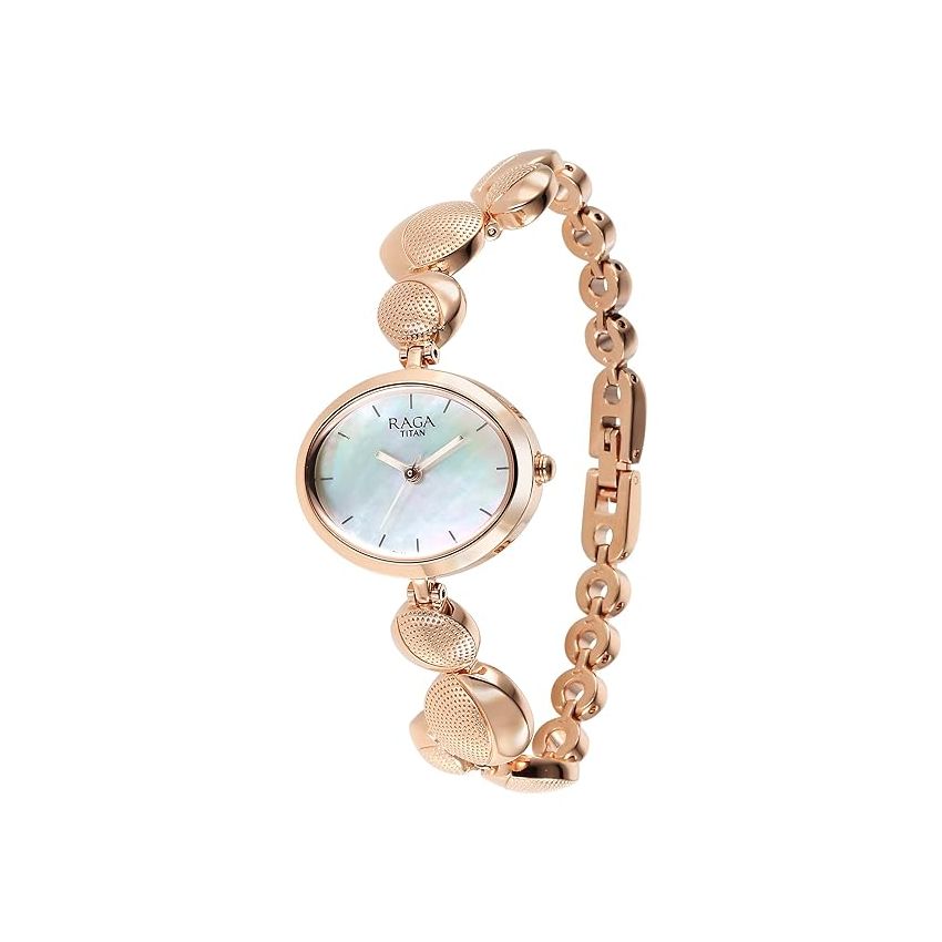 Titan Raga Power Pearls Quartz Analog Mother of Pearl Dial Metal Strap Watch for Women-NS2721WM01F/NT2721WM01F