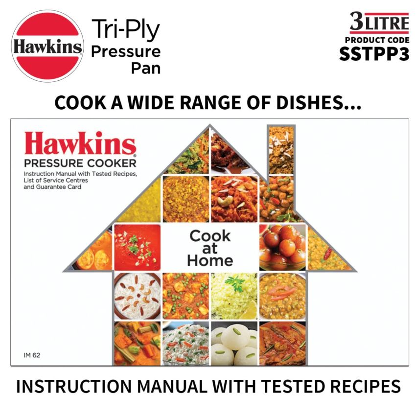 Hawkins 3 Litre Tri-Ply Pressure Cooker cum Pan, Triply Stainless Steel Inner Lid Cooker, Pan, Silver (SSTPP3)