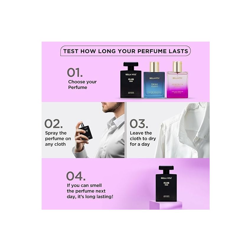 Bella Vita Luxury Klub Men Eau De Parfum Liquid Perfume With Lemon, Rose And Vanilla|Musky And Spicy Long Lasting Premium Edp Fragrance Fresh Scent, 100Ml