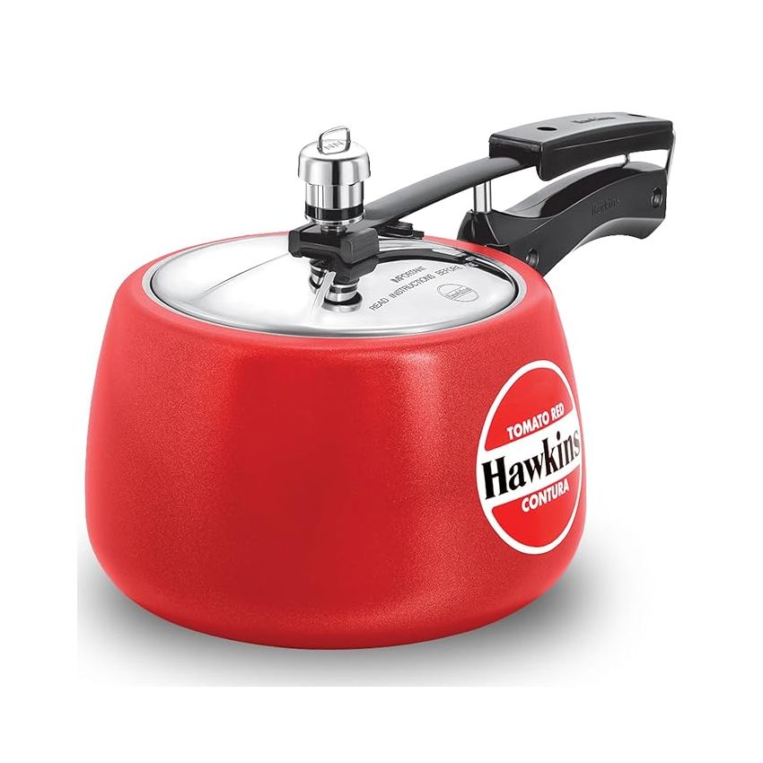 Hawkins 3 Litre Contura Pressure Cooker, Ceramic Coated Handi Inner Lid Cooker, Tomato Red (CTR30)