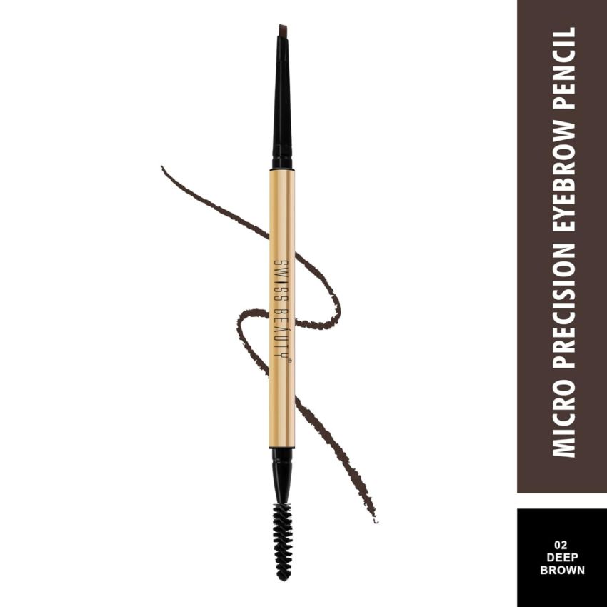 Swiss Beauty Micro Precision Eyebrow Pencil, Highly Pigmented, Long-Lasting and Lightweight Eyebrow Pencil | Shade - Grey Black, 0.1g