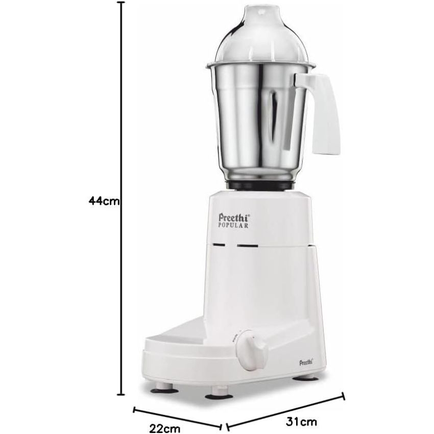 Preethi Popular MG 142 750 Watt Mixer Grinder with 3 Jars - White 