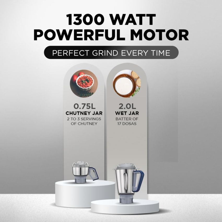 Preethi Xpro Duo MG 198 1300-Watt Mixer Grinder Deep Blue