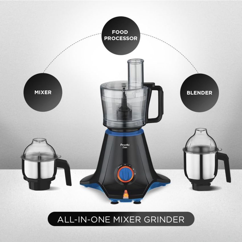 Preethi Zion MG 227 Mixer Grinder 4 Jars 750 Watt Black