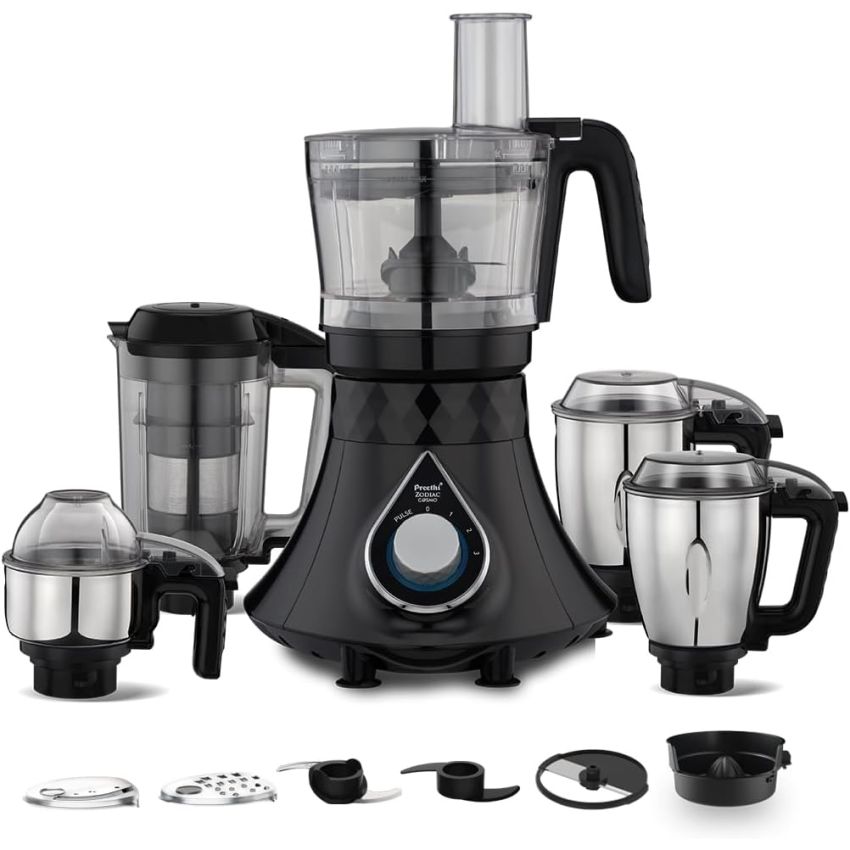 Preethi Zodiac Cosmo MG 236 Mixer Grinder+ Food Processor 750 Watt 5 Jars Black