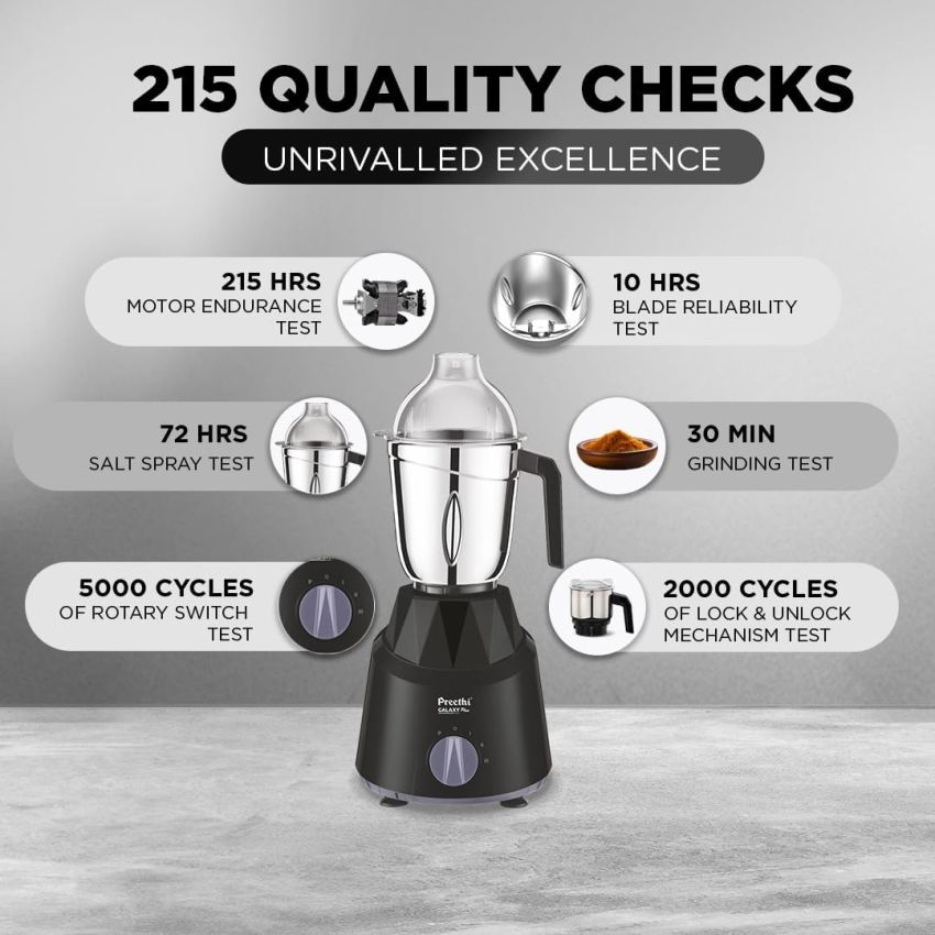 Preethi Galaxy Plus MG 250 Mixer Grinder 4 Jars 750 Watt Mixier Black