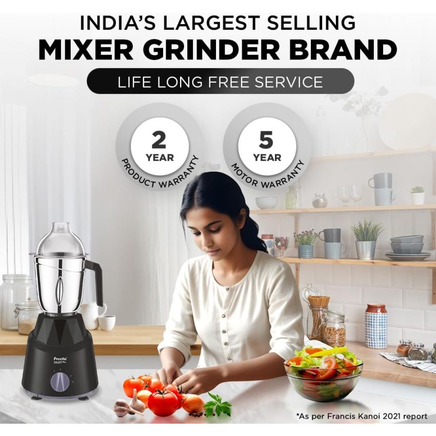 Preethi Galaxy Plus MG 250 Mixer Grinder 4 Jars 750 Watt Mixier Black