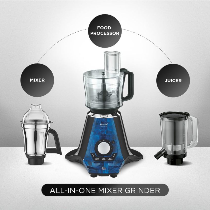 Preethi Zodiac 2.0 1000 Watt Mixer Grinder + Food Processor 4 Jars MG 255