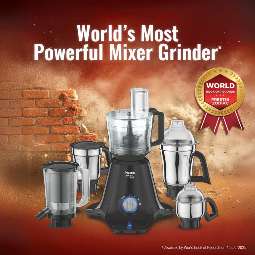 Preethi Zodiac Black Mixer Grinder 5 Jars 750 Watt MG 261