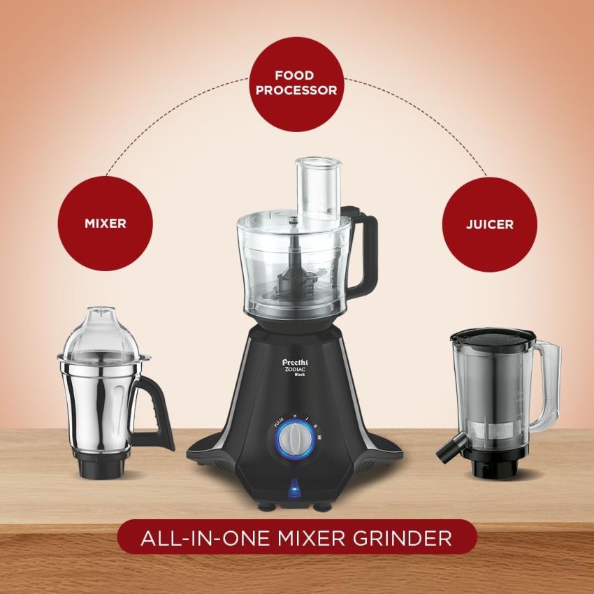 Preethi Zodiac Black Mixer Grinder 5 Jars 750 Watt MG 261