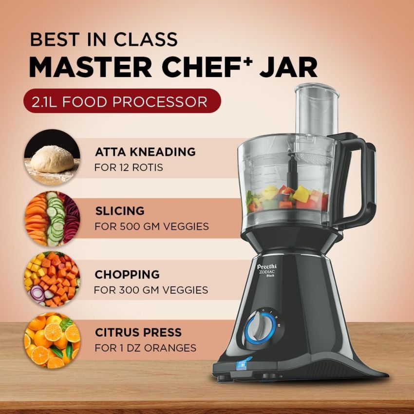 Preethi Zodiac Black Mixer Grinder 5 Jars 750 Watt MG 261