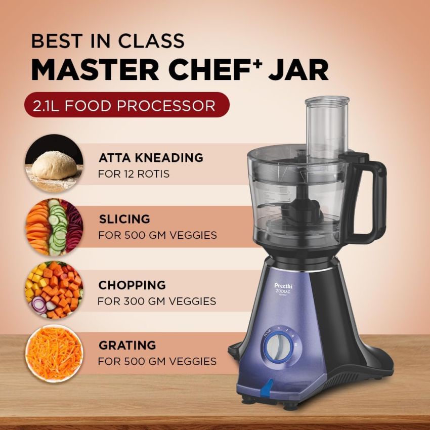 Preethi Zodiac Glitter MG 264 Mixer Grinder 750 Watt, 5 Jars Lavender/Black