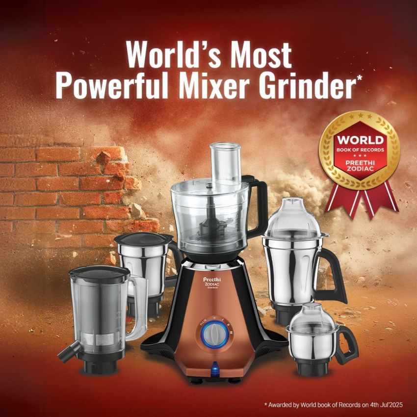Preethi Zodiac Stardust Mixer Grinder 5 Jars 750 Watt Black/Copper MG 265