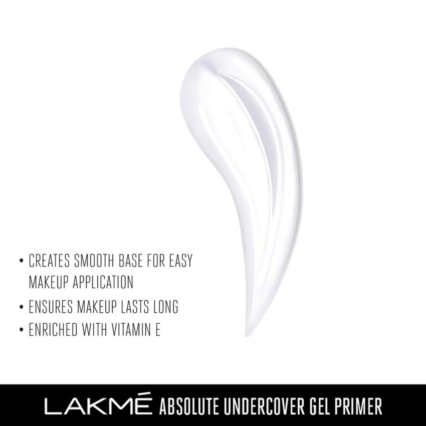 Lakme Absolute Under Cover Gel Face Primer, Transparent Makeup Primer to Prep Skin for Smooth & Long Lasting Makeup - Moisturizing Makeup Base, 30 g