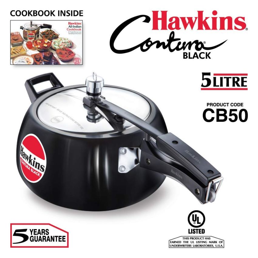 Hawkins Hard Anodised Contura Inner Lid Pressure Cooker Combo Set, Black (3.5 litre and 5 litre)