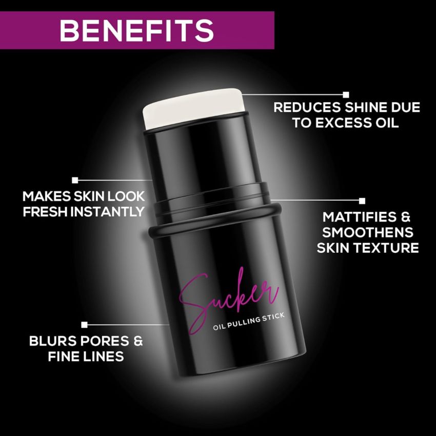 RENEE Sucker Oil Pulling Primer Stick 5gm, Instantly Mattifies & Smoothens Skin Texture | Enriched With Cocoa Butter, Argan & Macadamia Oil | Reduces Shine Due to Excess Oil, Blurs Pores & Fine Lines