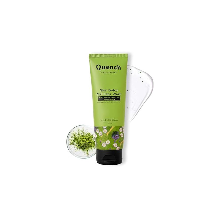 Quench Skin Detox Gel Face Wash with Matcha Green Tea Anti-Oxidants | Korean Face Wash for Oily & Acne-Prone Skin | Made in Korea (100ml)