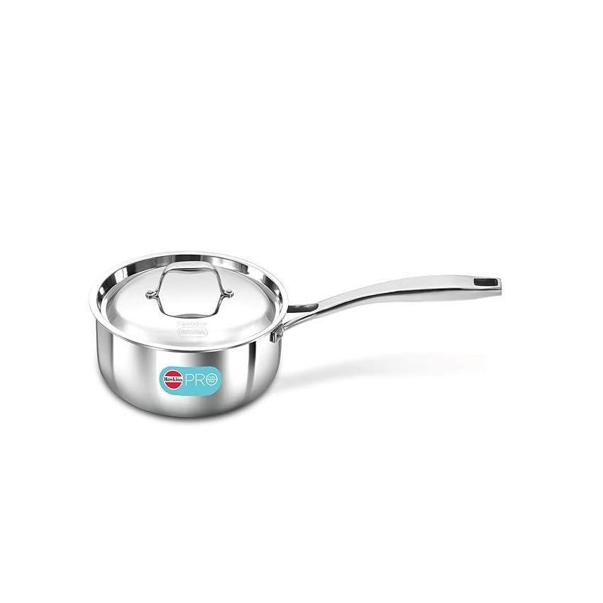 Hawkins Pro 2.5 Litre Sauce Pan, Triply Sauce Pan with Stainless Steel Handle and Stainless Steel Lid, Silver (PSSP25S)