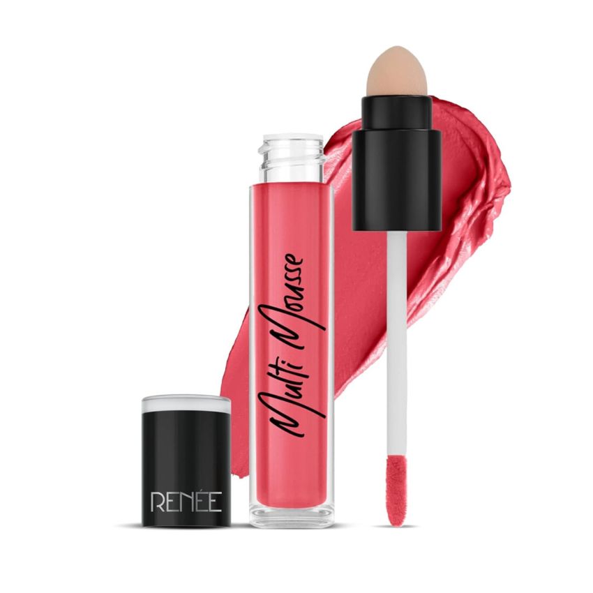 RENEE Multi-mousse for Lips, Cheeks & Eyes, Pink Pudding 5gm | Matte Finish, Rich Color Payoff With Weightless & Velvety Smooth Texture | Non-drying, Highly Blendable Formula