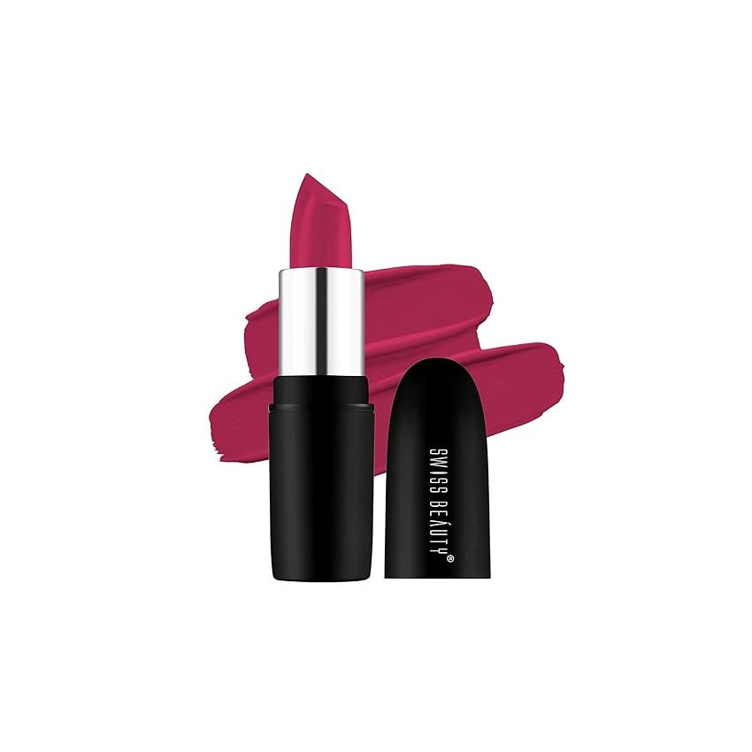 Swiss Beauty Pure Matte Creamy Lipstick | Non-drying, Highly pigmented Lipstick | Shade- Bold Wine, 3.8gm|