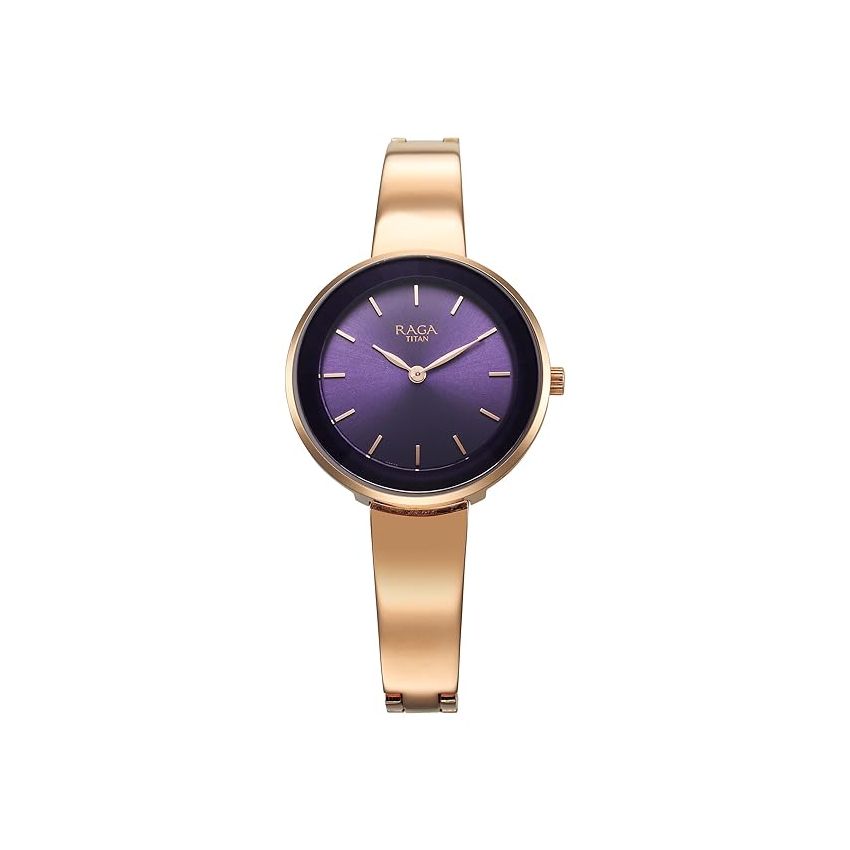 Titan Raga Showstopper Quartz Analog Purple Dial Metal Strap Watch for Women-95276WM01/NT95276WM01