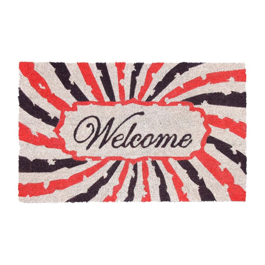 Onlymat Welcome Printed Multicolor Abstract Design Anti-Slip Rectangular Doormat Entryway Rug Natural Coir Material, PVC Backing for Outdoor Entrance Home Multipurpose Mats Floor Door Hall Drawing Room Living Room (75cm x 45cm)