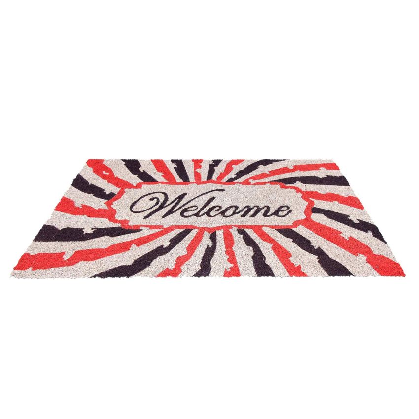 Onlymat Welcome Printed Multicolor Abstract Design Anti-Slip Rectangular Doormat Entryway Rug Natural Coir Material, PVC Backing for Outdoor Entrance Home Multipurpose Mats Floor Door Hall Drawing Room Living Room (75cm x 45cm)