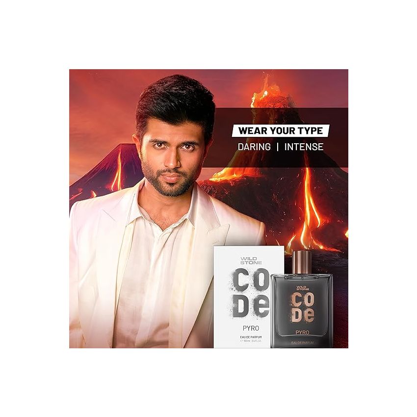 WILD STONE CODE Pyro Eau De Parfum For Men, 100Ml|Bold, Intense & Vibrant Fragrance| Luxury Men Perfume With Long Lasting Aroma, Scented, Spray