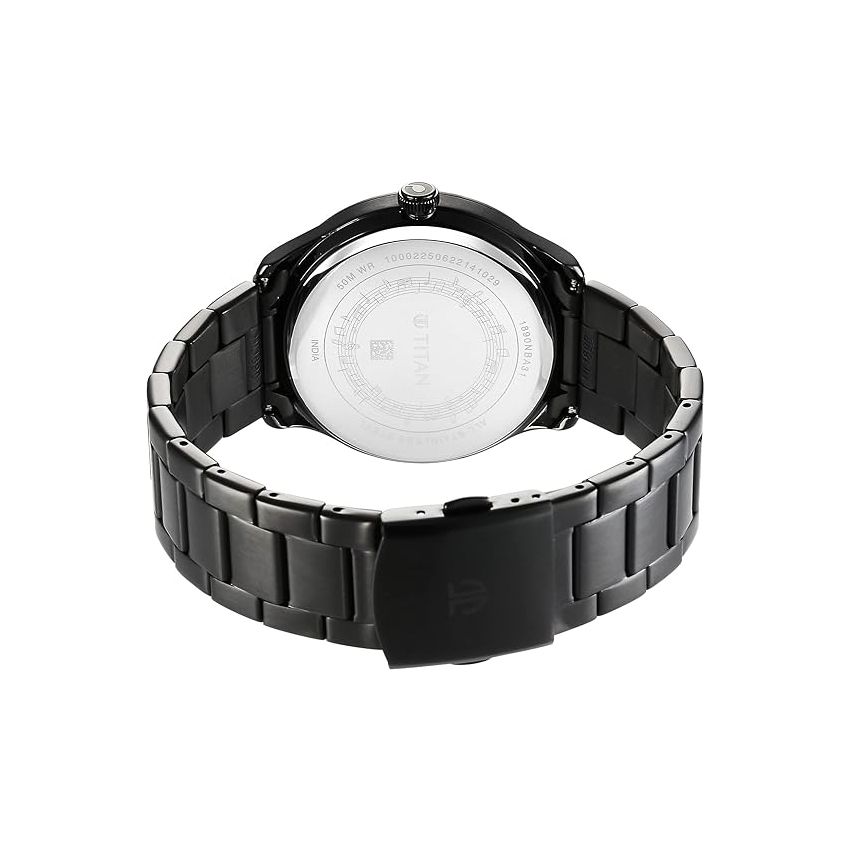 Titan Regalia Quartet Black Dial Analog Stainless Steel Strap Watch for Men-NS1890NM01/NT1890NM01