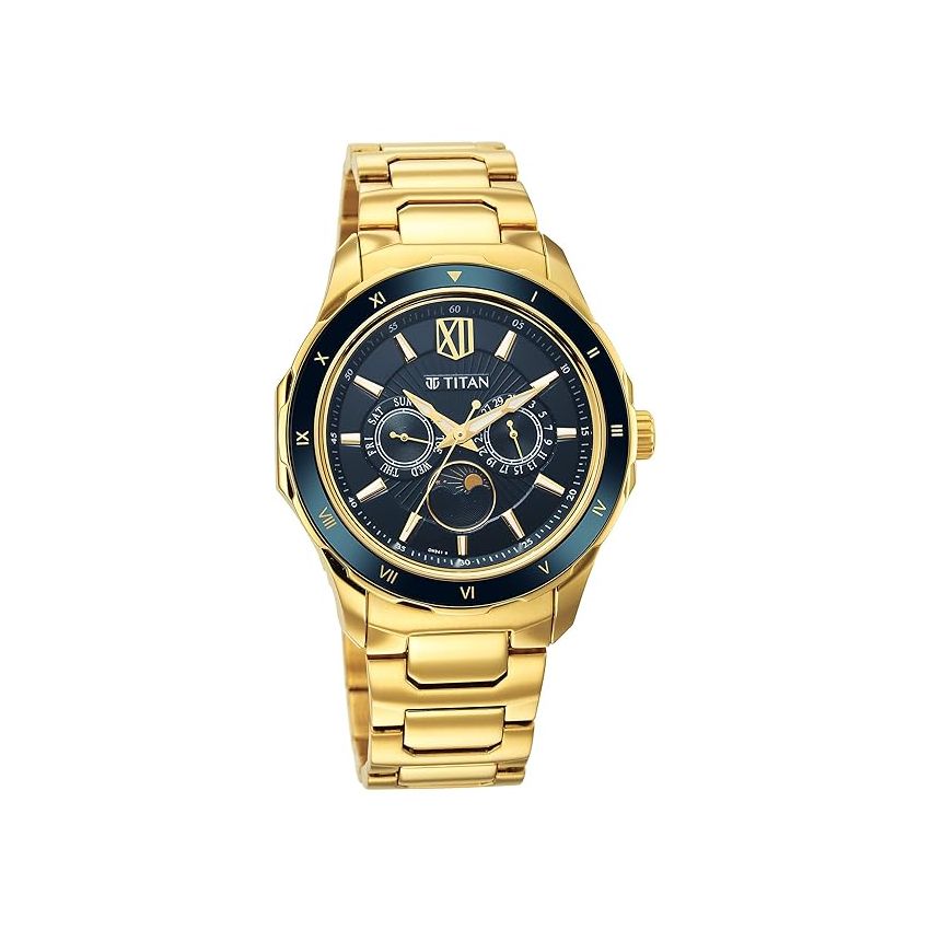 Titan Regalia Premium Green Dial Quartz Multifunction Stainless Steel Strap Watch for Men-1688KM05/NT1688KM05