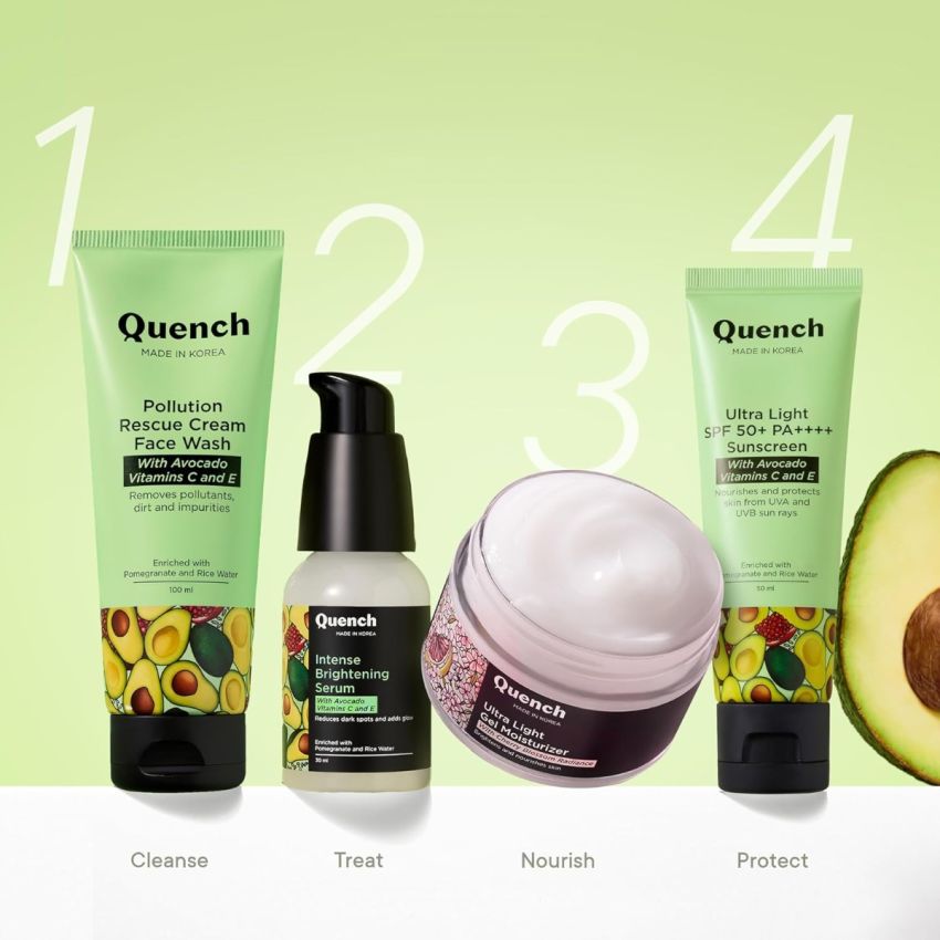 QUENCH BOTANICS Bravocado Sunscreen Spf 50+ Pa++++|Korean Sunscreen With Vitamin E & Avocado|No White Cast|Lightweight & Non-Sticky|Uva & Uvb Protection|For Women & Men (50Ml) All Skin Type